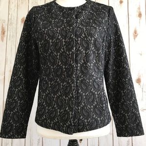 Isaac Mizrahi jacket. Size S. Lace over knit.